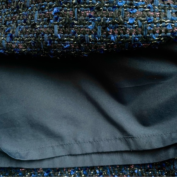 Ann Taylor Tweed Boucle Metallic A-line Mini Skirt In Navy Blue Multi Size 0 EUC - Picture 10 of 10